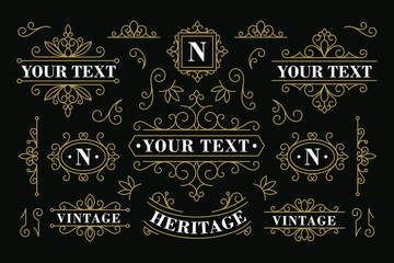 set of vector vintage ornament decoration