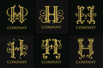 set monogram letter h vintage collection