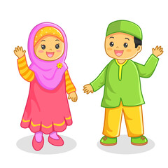 muslim boy and girl character