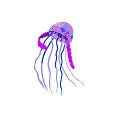 Multi-colored vector jellyfish. Sea creatures of bright colors of the rainbow. Invertebrates are inhabitants of the underwater world.