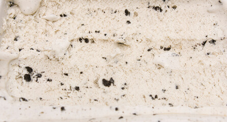 Cookies and Cream flavor ice cream meat, Top view Food concept, Blank for design.