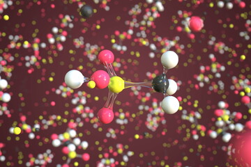 Methanesulfonic acid molecule, scientific molecular model, 3d rendering