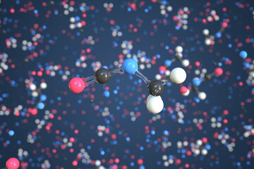 Methyl isocyanate molecule made with balls, conceptual molecular model. Chemical 3d rendering