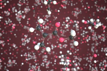 Obraz premium Methyl methacrylate molecule made with balls, scientific molecular model. Chemical 3d rendering