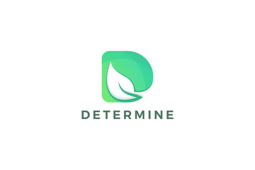 Letter D green color leafy natural economical ecological friendly healthy business logo
