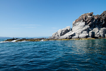 Mountains of Isla Coronado or Coronado Island by the sea of cortes. Gulf of California in the state...