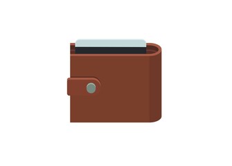 Leather wallet simple flat illustration.