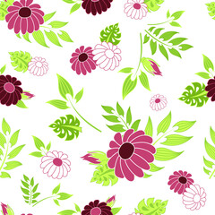 Pink Daisy Seamless Pattern Background