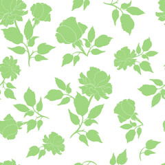 Green Roses Seamless Pattern Background