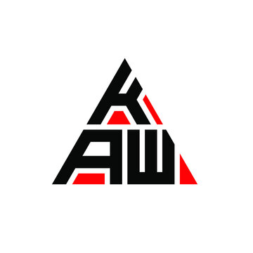 KAW triangle letter logo design with triangle shape. KAW triangle logo design monogram. KAW triangle vector logo template with red color. KAW triangular logo Simple, Elegant, and Luxurious Logo. KAW 