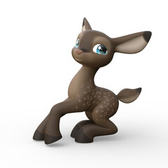 3D Rendering of an Isolated Funny Cartoon Deer