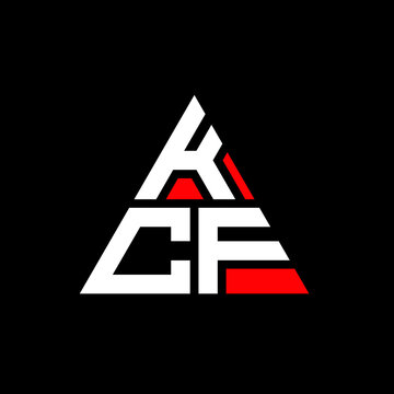 KCF triangle letter logo design with triangle shape. KCF triangle logo design monogram. KCF triangle vector logo template with red color. KCF triangular logo Simple, Elegant, and Luxurious Logo. KCF 