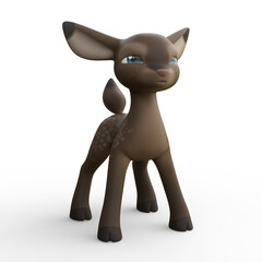 3D Rendering of an Isolated Funny Cartoon Deer