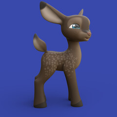 Obraz na płótnie Canvas 3D Rendering of an Isolated Funny Cartoon Deer