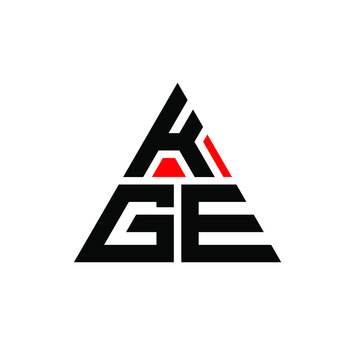 KGE triangle letter logo design with triangle shape. KGE triangle logo design monogram. KGE triangle vector logo template with red color. KGE triangular logo Simple, Elegant, and Luxurious Logo. KGE 