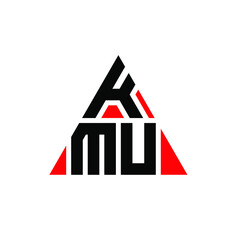 KMU triangle letter logo design with triangle shape. KMU triangle logo design monogram. KMU triangle vector logo template with red color. KMU triangular logo Simple, Elegant, and Luxurious Logo. KMU 