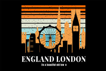 T-shirt silhouette england london town retro style