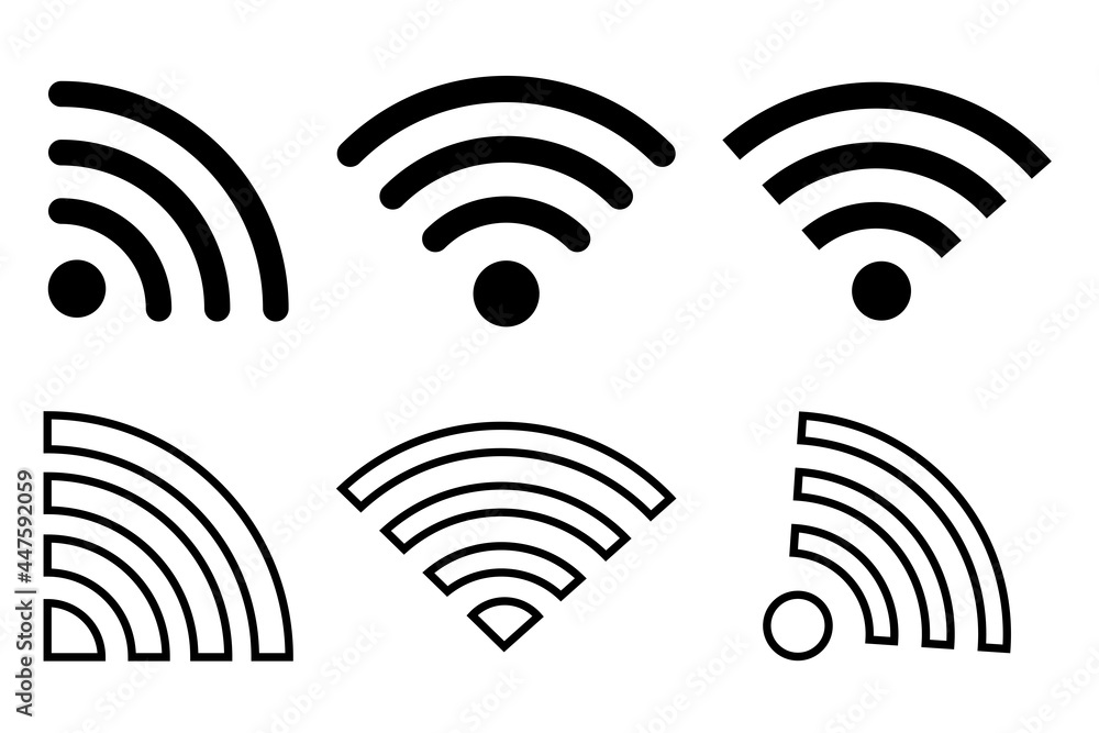 Poster wi-fi signal set. computer technology. internet network. digital communication. internet broadcast. 