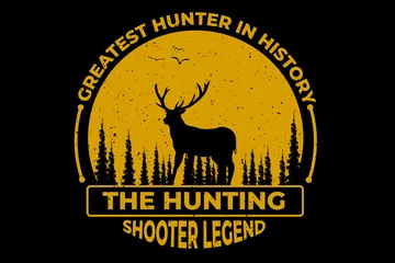 Fototapeten hunting shooter legend pine deer vintage © amil