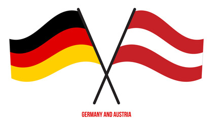 Germany and Austria Flags Crossed And Waving Flat Style. Official Proportion. Correct Colors.