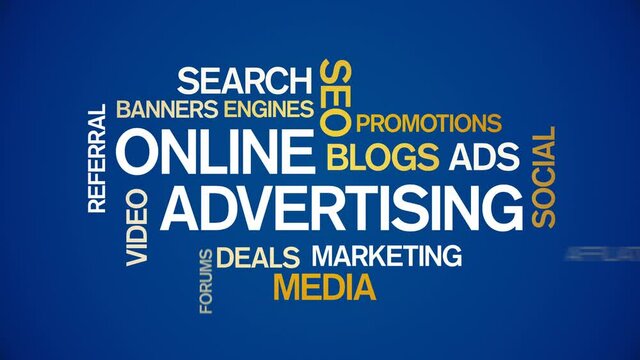 4k Online Advertising Animated Tag Word Cloud;Text Design Animation;Kinetic Typography.