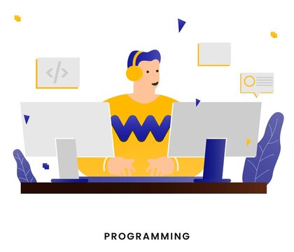 Vector flat style design programer illustration