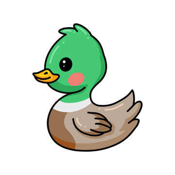 Cute green little duck cartoon