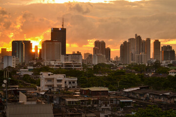 Bangkok Thailand Street Scenes. Traffic and Sunsets