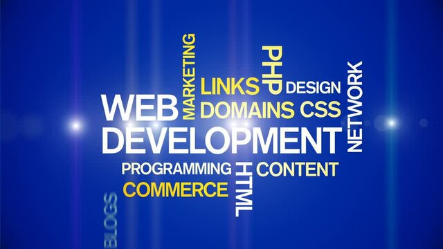 4k Web Development Animated Tag Word Cloud;Text Design Animation;Kinetic Typography.