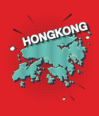 Pop art map of hongKong
