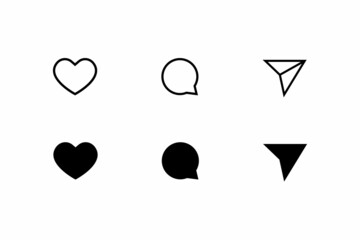 Icon Set of Social Media. Like, Comment, and Share. Vector Illustration