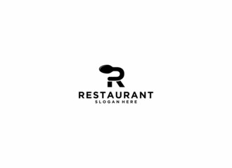 restaurant logo with the letter R combined with a spoon so that it becomes a unique logo