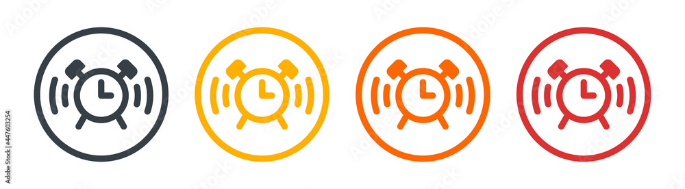 Poster ringing alarm clock icon vector illustration.