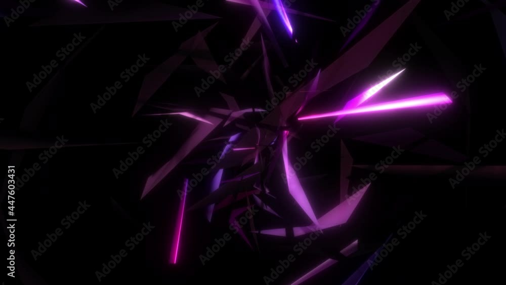 Poster abstract glow pink purple laser neon futuristic technology tunnel rotation loop. 4k 3d seamless loop