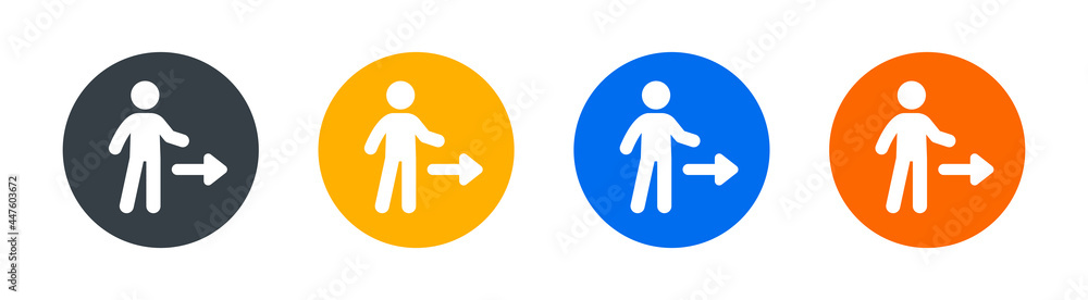 Aufkleber right direction icon. human pointing with arrow on right way icon vector illustration.