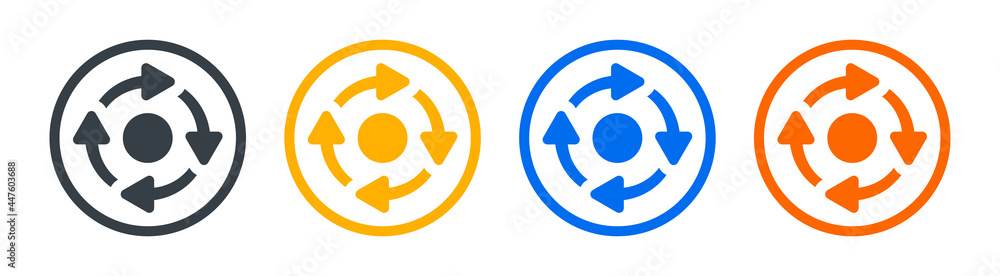 Poster Set of circle arrows rotating icon. Refresh, reload, recycle, loop rotation sign vector illustration.
