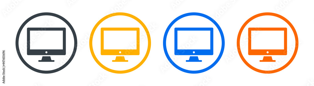 Aufkleber computer monitor screen icon vector illustration.