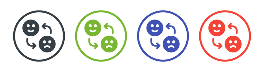 Fototapeta premium Mood vector icon. Emoticons changing from happy to sad. Emotional concept.
