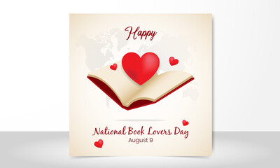 Happy national book lovers day august 09. Book and love illustration vector design - Powered by Adobe