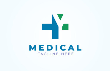 minimal Y negative space Medical logo, flat design logo template element vector illustration