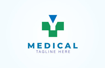 minimal Y negative space Medical logo,simple and modern style , flat design logo template element vector illustration