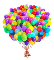 Fototapeta na wymiar Big bunch of color balloons on white background