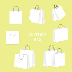 Vector white shopping bag illustration set