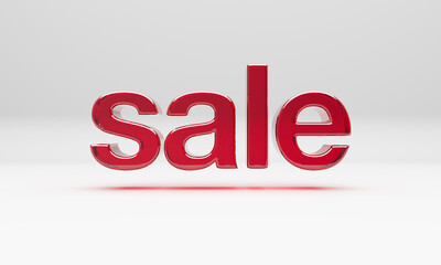 Modern Red SALE 3D Text Sign Over White Background