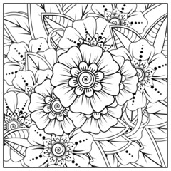 mehndi flower decorative ornament in ethnic oriental style. doodle ornament. outline hand draw.