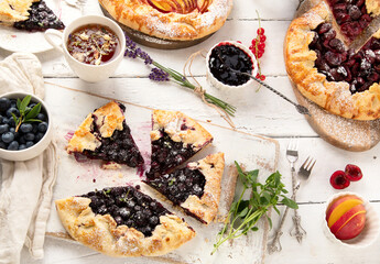 Homemade summer pies or galettes.