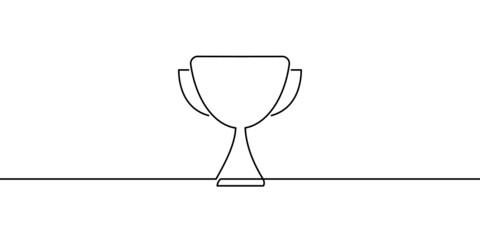 Continuous line drawing of Trophy award icon isolate on white background.