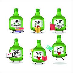 A picture of soju cartoon character concept reading an amusing book. Vector illustration