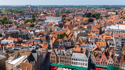 Naklejka premium Landscape from the beffroi tower In Bruges in Belgium