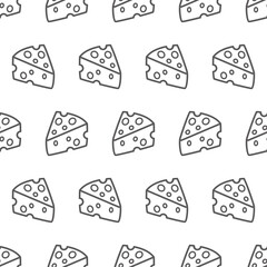 Simple seamless pattern of sliced cheese pizza no color cartoon style illustration background template vector